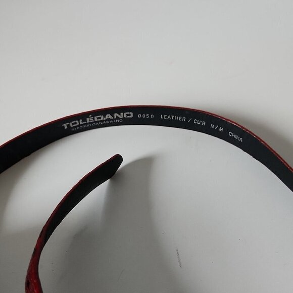 TOLEDANO | leather belt snakeskin red black sz M - Picture 3 of 4
